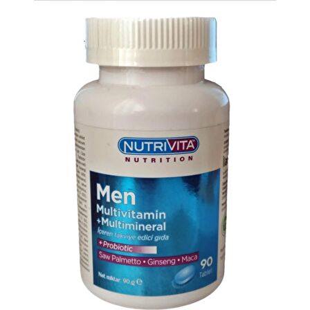 Men Multivitamin Multimineral Probiyotik Ginseng Maca 90 Tablet