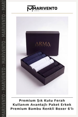 Premium Şık Kutu Ferah Kullanım Avantajlı Paket Erkek Premium Bambu Renkli Boxer 6'lı