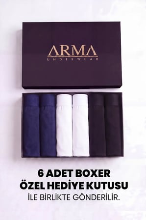 Premium Şık Kutu Ferah Kullanım Avantajlı Paket Erkek Premium Bambu Renkli Boxer 6'lı