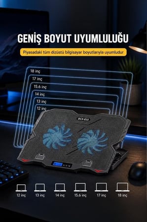 Delux Serisi İs Teknoloji Bilgisayar Laptop Soğutucu CF08 Siyah