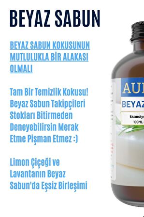 Beyaz Sabun Saf Esansiyel Uçucu Yağ Buhurdanlık Yağı Difüzör Esansı Aromaterapi Ortam Koku 100ml