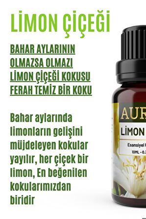 Limon Çiçeği Esansiyel Uçucu Koku Yağı Buhurdanlık Yağı Difüzör Esansı Hobi Esans Ortam Oda 10ml