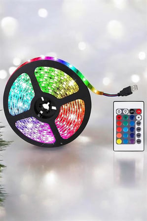 Yeni Nesil RGB Işıklı 10Metre Şerit Led Kumandalı Şarj Edilebilir -