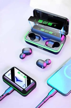 Powerbank Özellikli Kablosuz Bluetooth Kulaklık RGB Işıklı -