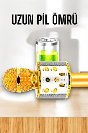 Kablosuz Bluetooth Karaoke Mikrofon USB ve AUX Girişli, Yüksek Ses Kalitesi