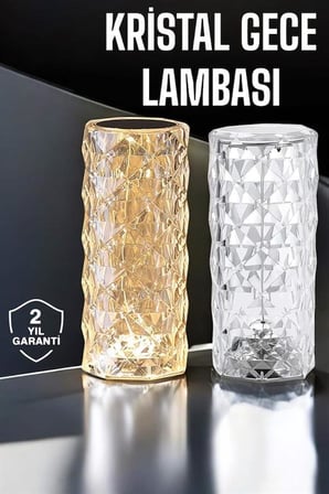 Gece Lambası Kristal Lamba Dokunmatik Şarjlı Hediyelik -
