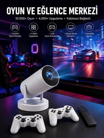 Projeksiyon Cihazı Video Oyun Konsolu Projektör Taşınabilir Ayaklı Çift Kollu 4K Çözünürlüklü -