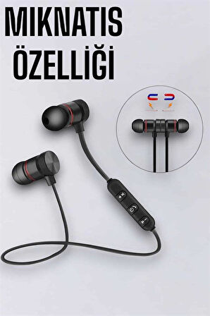 Kablosuz Sport Mıknatıslı Mikrofonlu Kulak İçi Kulaklık