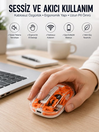 Kablosuz Mouse Fare 5.0 Bluetooth Bağlantılı USB Girişli Yeni Nesil -