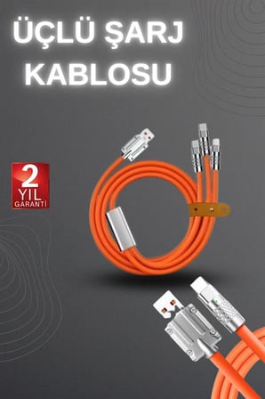 120W Hızlı Şarj Kablosu Turuncu Yüksek Güç Kapasitesi Çoklu Şarj Girişi -