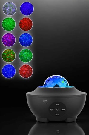 Projektör Yıldız Gece Lambası Disko Topu Bluetooth Bağlantılı Taşınabilir Şarjlı -