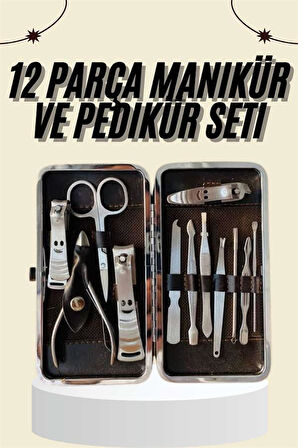 Tırnak Bakımı Tırnak Makası Profesyonel 12 Parça El Ayak Manikür Pedikür Seti