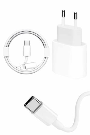 15/Pro/Pro Max 25W İOS Uyumlu Hızlı Şarj Aleti Adaptörlü Beyaz