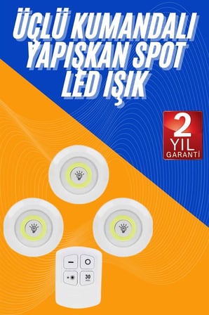 Dolap Işığı Mutfak Rafı Işığı Uzaktan Kumandalı  Lü Spot Led Lamba -