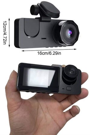 3 Kameralı 2 İnç 1080P Araç İçi Kamera Sürüş Kamerası CarPlay -