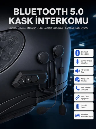 Intercom Bluetooth Kask Kulaklık Motosiklet Kulaklık 5.0 Bluetooth -