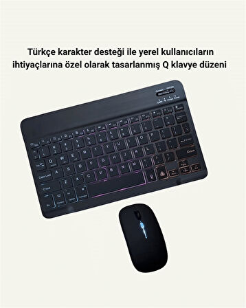 Bluetooth 5.3 Destekli Şarjlı Taşınabilir Klavye + Mouse Kombinasyonu