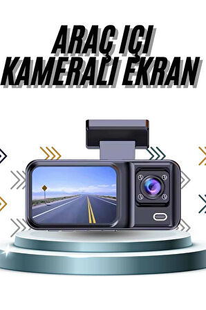 DVR Araç İçi Kamera Ön ve İç Kamera 2 İnç Ekranlı Çift Kamera