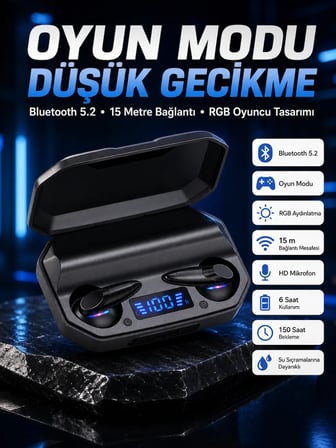 Çağrı Cevaplayabilen Akıllı Saat 5.2 Bluetooth Bağlantılı Kulaklık