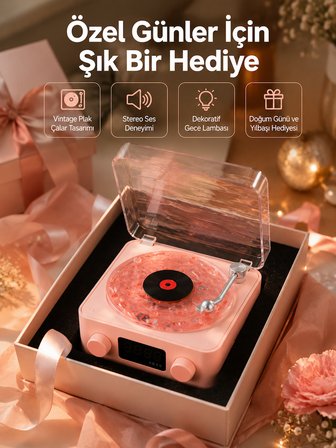 Retro Bluetooth Hoparlör – Yumuşak Gece Lambası ve Saat Göstergeli Yeni Nesil -