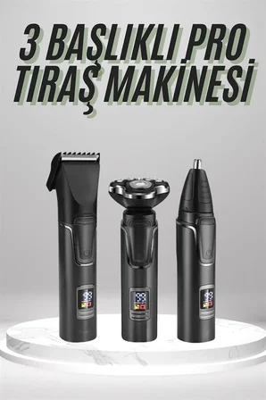 Dijital Göstergeli 3 Başlıklı Tıraş Makinesi Islak Kuru Lazer Öncesi Günlük