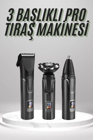 Dijital Göstergeli 3 Başlıklı Tıraş Makinesi Islak Kuru Lazer Öncesi Günlük Çok Renkli