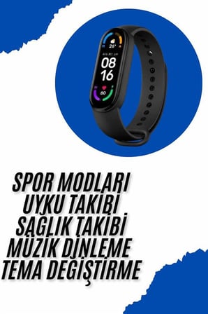 Akıllı Uyumlu Bileklik M6 Adımsayar Spor Modları Çağrı Görme Türkçe Menü -