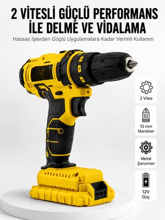 Matkap Seti 24 Parça Çift Bataryalı Darbeli Led Işıklı Vidalama -