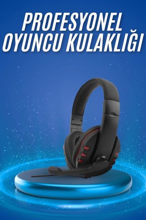 Oyuncu Kulaklığı Kulak Üstü Kablolu Stereo Mikrofonlu Yumuşak Kulak Yastığı -