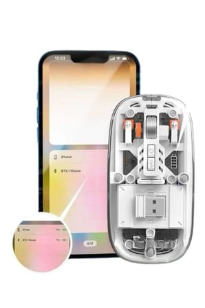 Mouse Fare Kablosuz Mouse Fare Şarjlı Bluetooth Sessiz  Tuşlu Şeffaf -