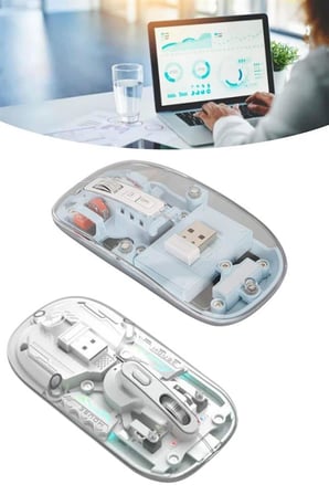 Sessiz Tıklama Çift Modlu Bluetooth Ve Alıcı Şeffaf Mouse Fare -