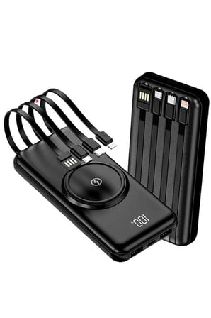 Kablosuz Çoklu Şarj Girişli 10.000 Mah Kablolu Powerbank Taşınabilir