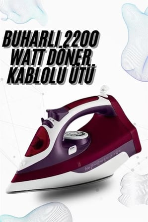 Buharlı Kablolu Ütü 2200 Watt Kireçlenme Önleyici Şok Buharlı Yeni Nesil