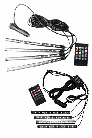 12'Lİ Şerit Led Işık RGB Sese ve Müziğe Duyarlı Araç İçi Ayak Altı