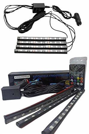 12'Lİ Şerit Led Işık RGB Sese ve Müziğe Duyarlı Araç İçi Ayak Altı