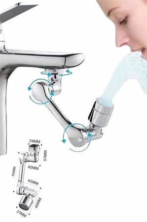 Mutfak Musluk Başlığı 1080 Derece Dönebilir Oynar Başlıklı Musluk Aparatı -