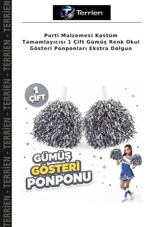 Parti Malzemesi Kostüm Tamamlayıcısı 1 Çift Gümüş Renk Okul Gösteri Ponponları Ekstra Dolgun