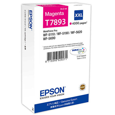 Epson T7893 C13T789340 Kırmızı Orjinal Kartuş - WF-5190-5620-5690