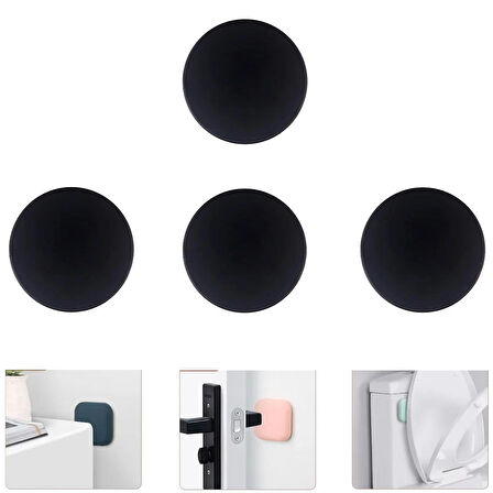 Microcase Darbe Önleyici Yapışkanlı Silikon Kapı Kolu Stoperi Tamponu Yuvarlak Tasarım - GRİ AL5003 4 Adet