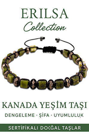 Sertifikalı Küp Model Makrome Terahertz ve Kanada Yeşim Taşı Bileklik – Güç ve Denge