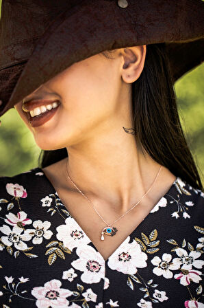 Gözyaşı Damlası Nazar Göz Bebekli 925 Ayar Gümüş Kolye