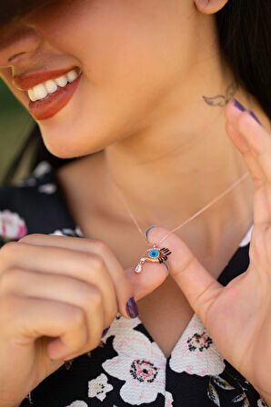 Gözyaşı Damlası Nazar Göz Bebekli 925 Ayar Gümüş Kolye