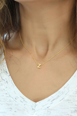 Harf Kolye. Üç Boyutlu Z Harfi. Rose Altın Kaplama 925 Ayar Gümüş.