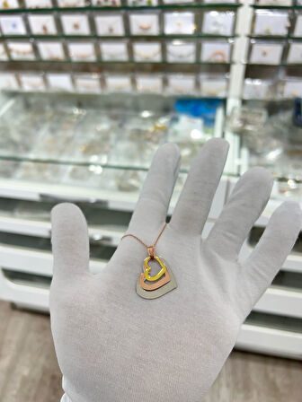 Üç Kalp Renkli Kişiselleştirlebilir Aile Kolyesi