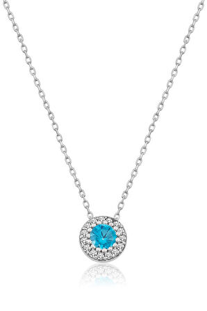 Nano Zirkon Akuamarin Tektaş Kolye - UVPS100248