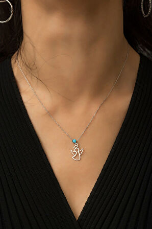 925 Ayar Nazar Boncuklu Gümüş Melek Kolye