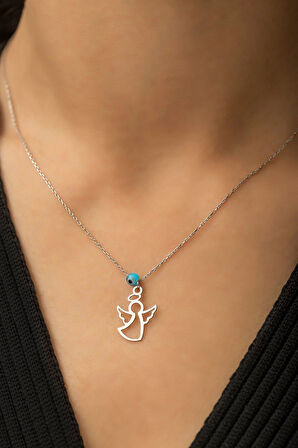 925 Ayar Nazar Boncuklu Gümüş Melek Kolye