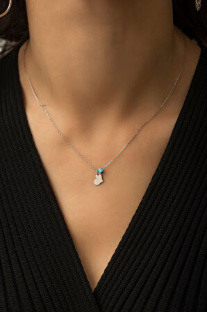 925 Ayar Nazar Boncuklu Gümüş Kalp Kolye