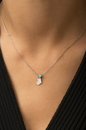 925 Ayar Nazar Boncuklu Gümüş Kalp Kolye