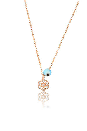 925 Ayar Nazar Boncuklu Gümüş Kar Tanesi Kolye